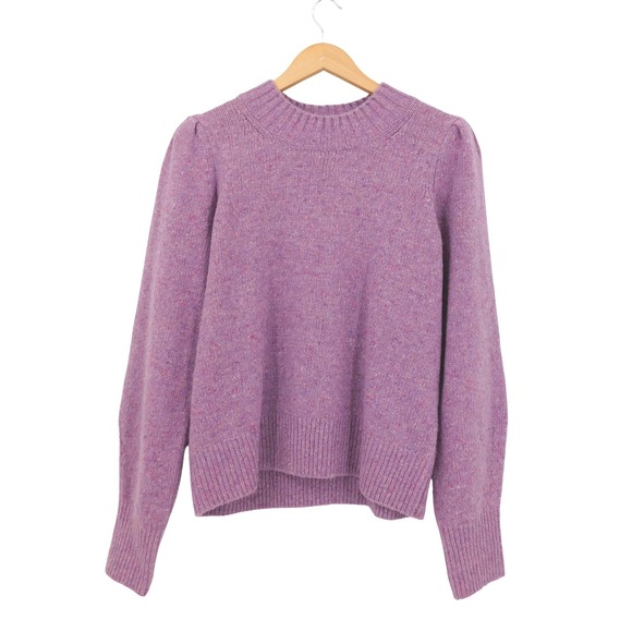 Faherty Sweaters - Faherty‎ Boone Purple Wool Blend Mock Neck Puff Sleeve Sweater Women's Medium